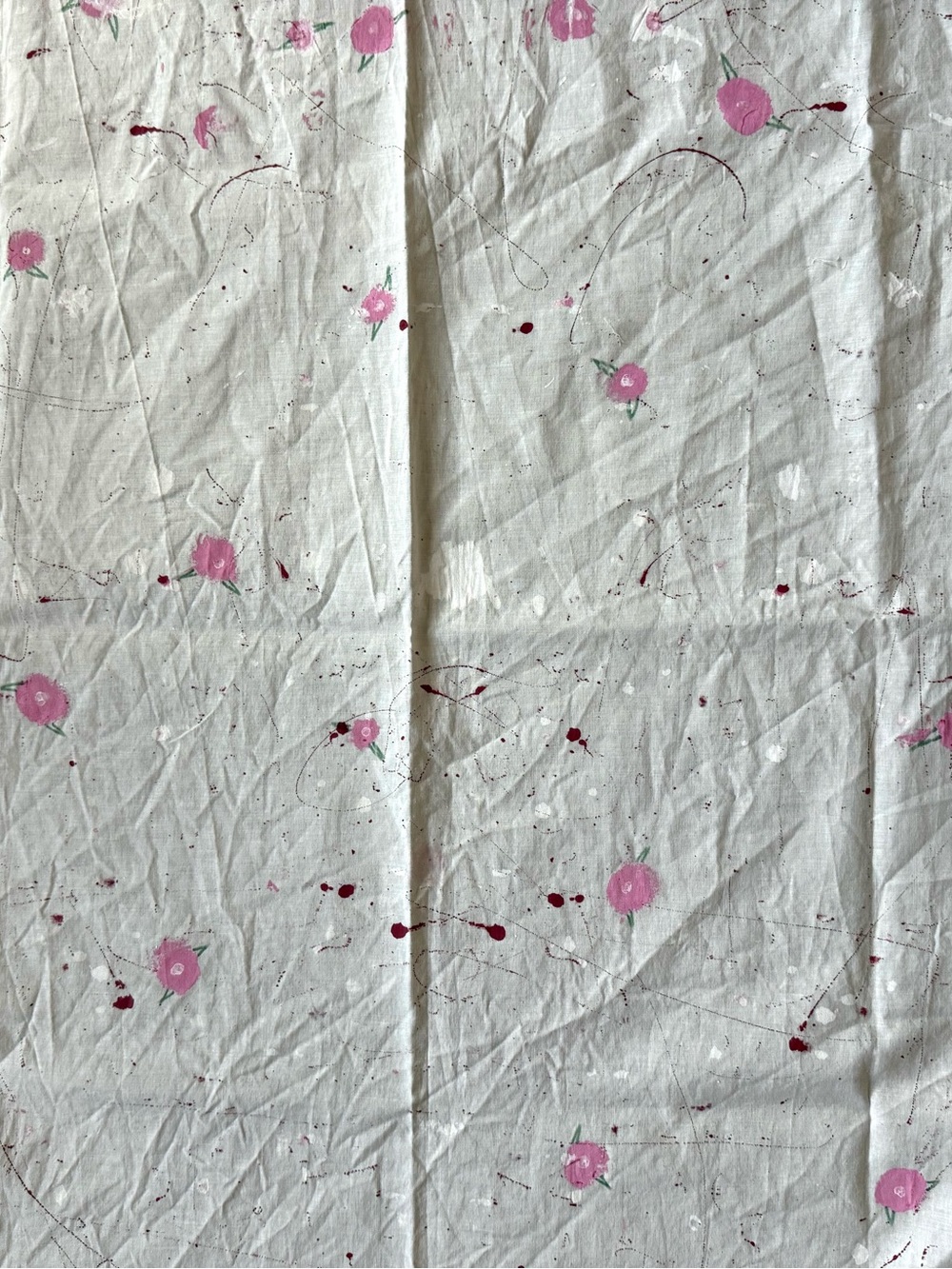 hand painted flower fabric scarf 36x36